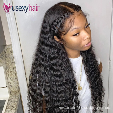 Transparent hd lace virgin brazilian hair frontal wig high ponytail natural color pre plucked water curly 360 lace wigs vendor